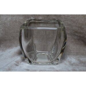 Libbey Vase Heavy Clear Glass Tapered Square Votive Candle Container Planter Pot